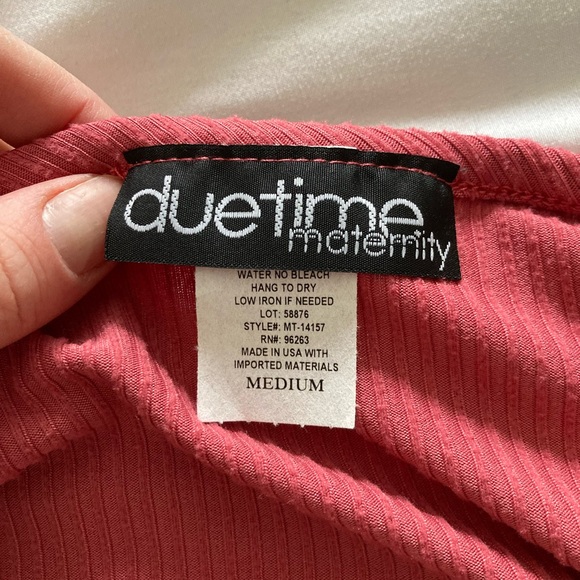 Due Time Maternity Coral Red Long Sleeve Ribbed Wrap Dress Medium - Picture 5 of 7